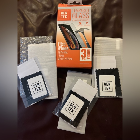 5 for $25- Gen Tek Screen Protector Tempered Glass Iphone Set of 3 - Picture 2 of 9